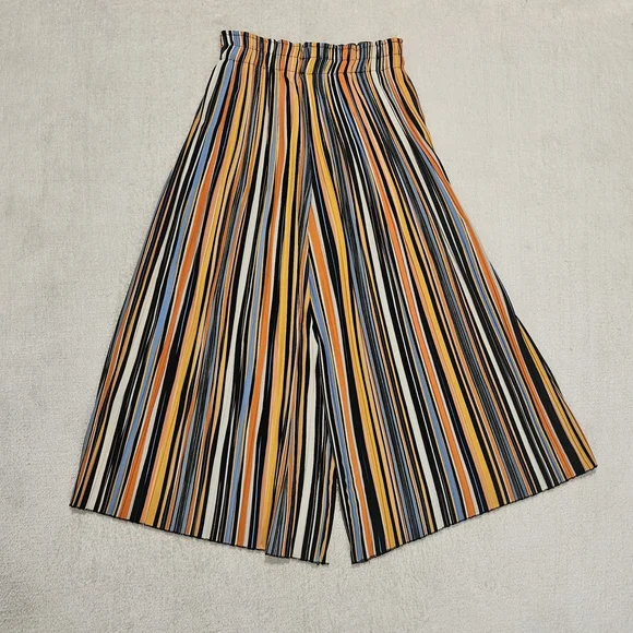 NEW Bershka Wide Leg Colorful Pants Size L Baggy Stripes Bohemian Retro 70s - Picture 7 of 7